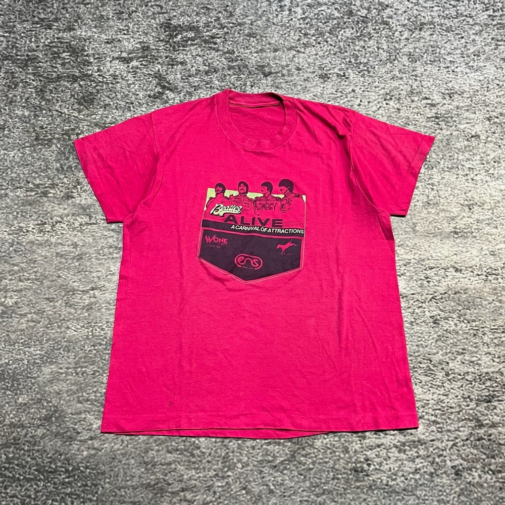 The Beatles T Shirt Mens Medium Pink Alive A Carnival Of Attractions 1960s 1970s